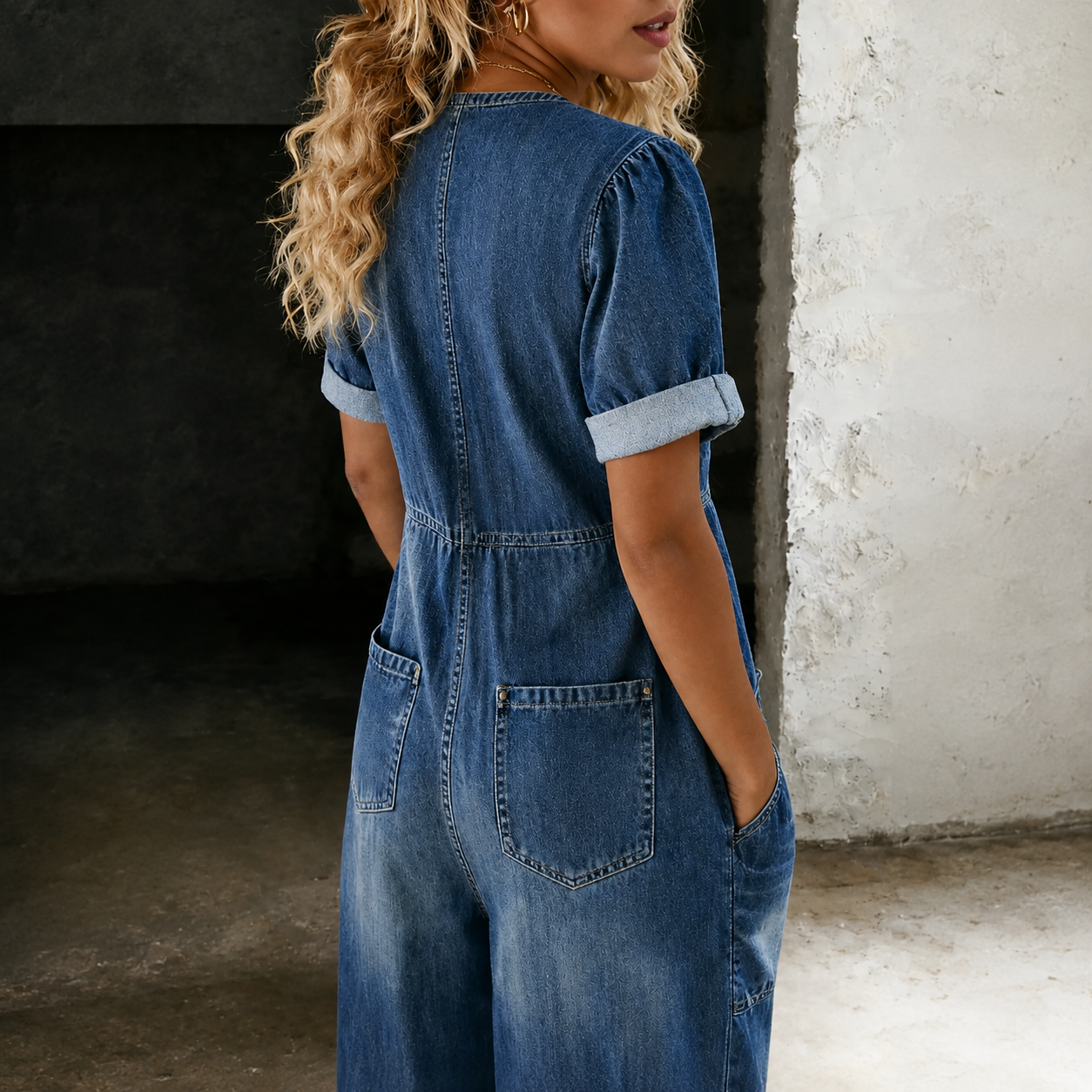 Maya | Wijde Denim Jumpsuit