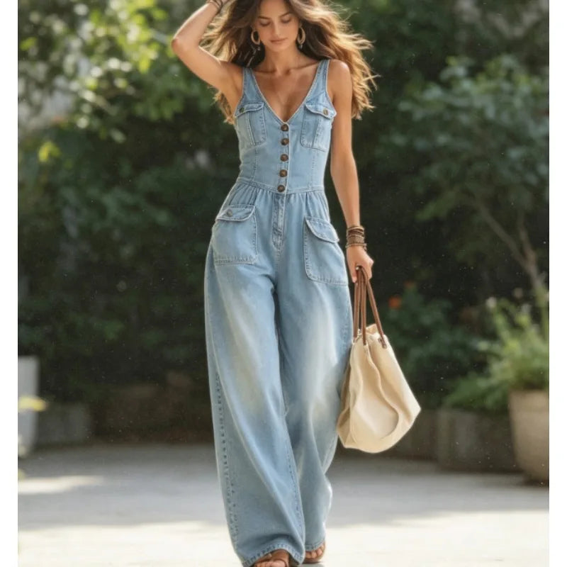Livia | Luchtige Denim Jumpsuit
