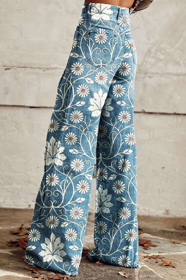 Celestia | Elegante Boho Broek met Bloemenpatroon