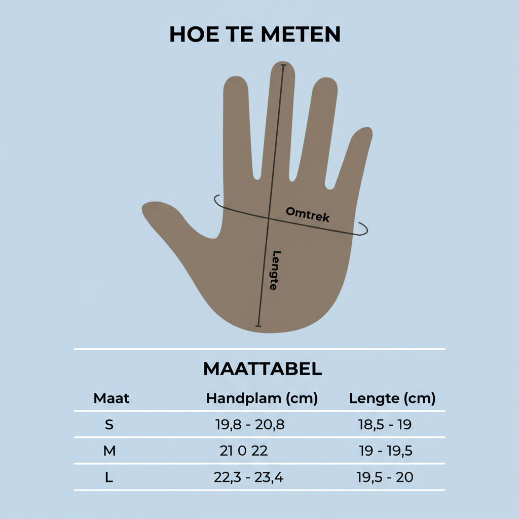 Maattabel HeatGlove handschoenen met correcte maten