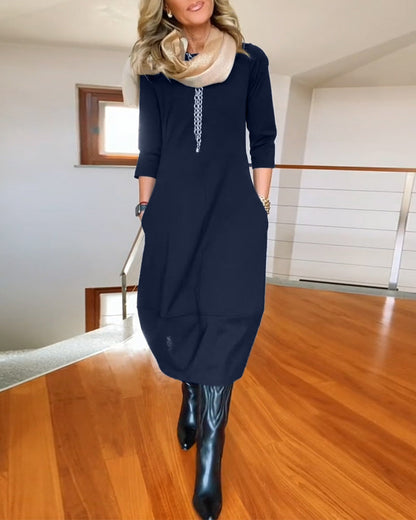 Savina | Elegante Maxi Jurk die het Silhouet Verfijnt en Dagelijks Comfort Biedt