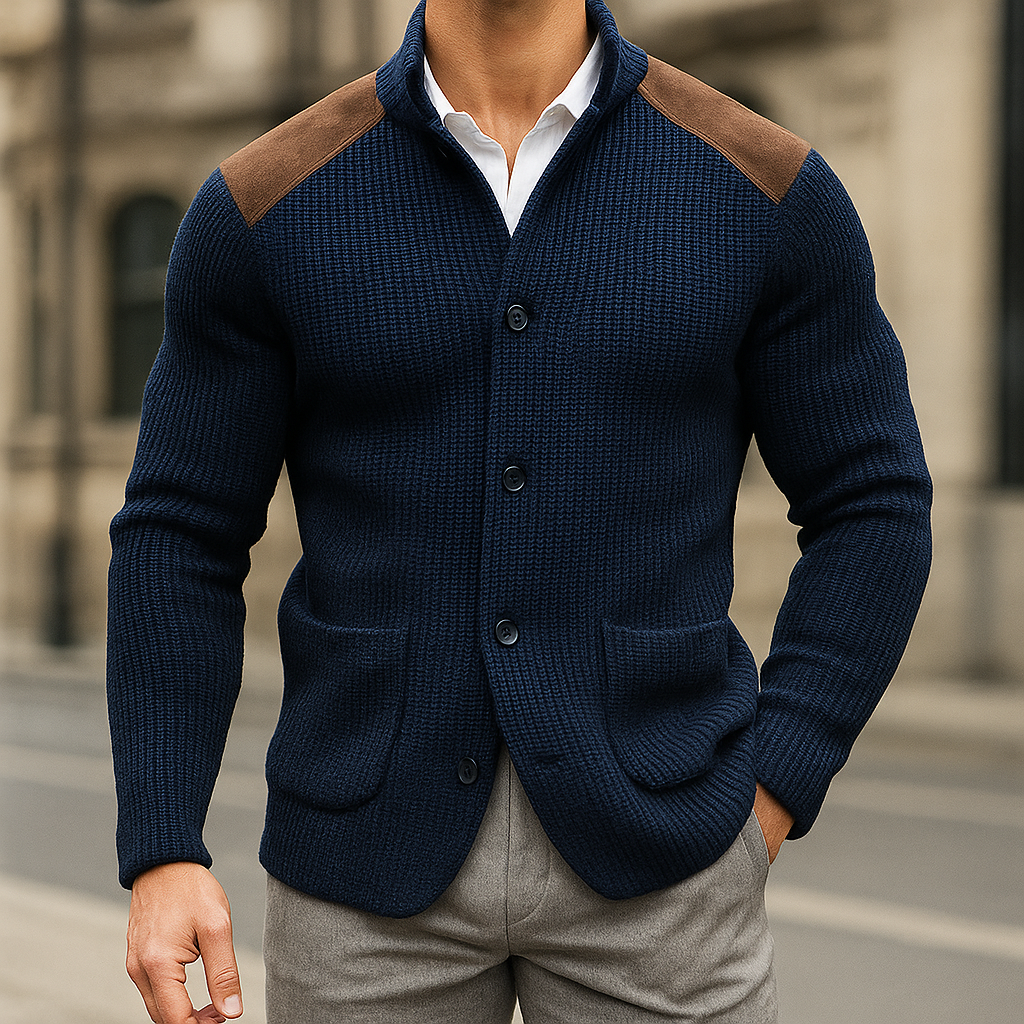 Matino | Gebreid Jasvest met Suède Accenten voor Comfort en Klasse