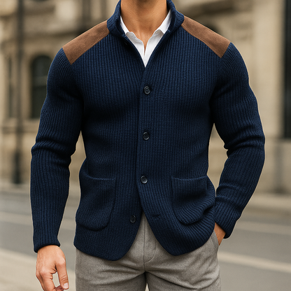 Matino | Gebreid Jasvest met Suède Accenten voor Comfort en Klasse