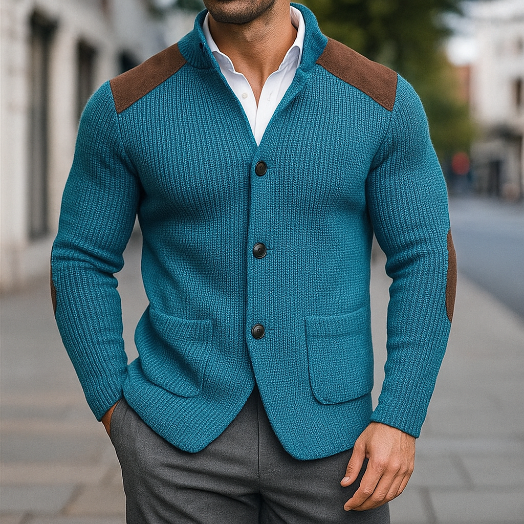 Matino | Gebreid Jasvest met Suède Accenten voor Comfort en Klasse