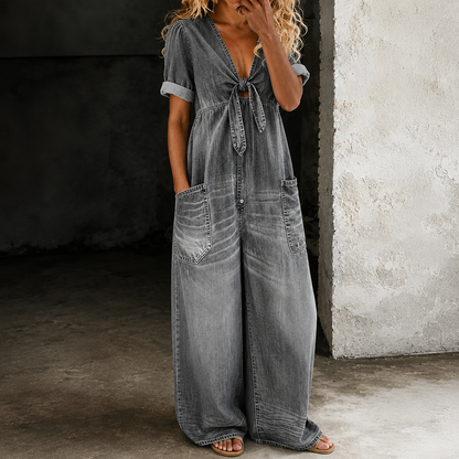 Maya | Wijde Denim Jumpsuit