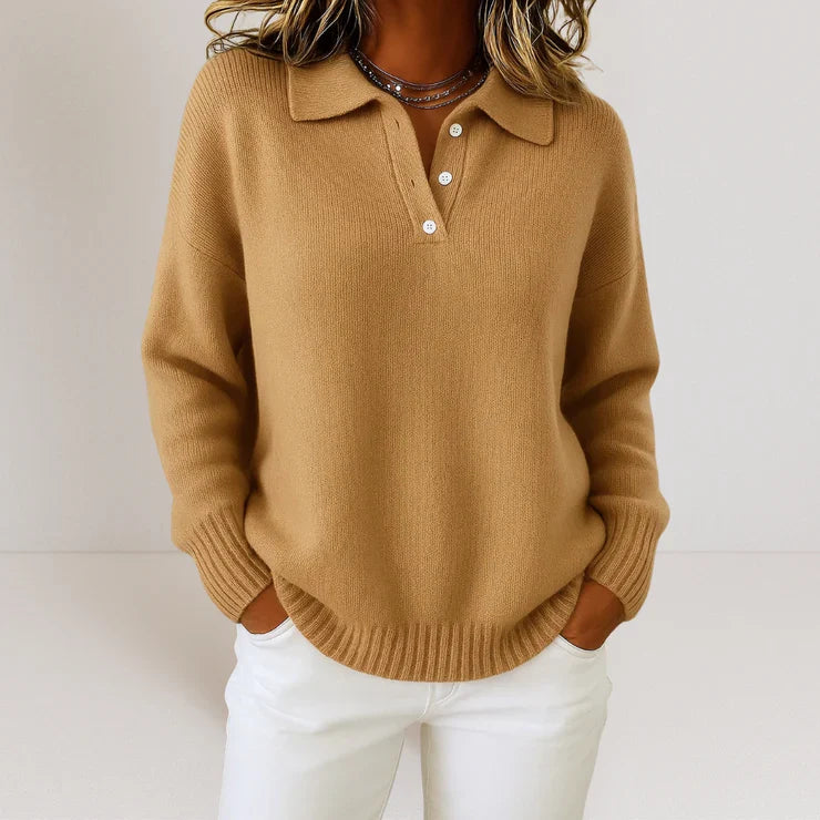 Olivia | Zachte gebreide trui met kraag
