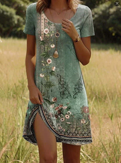 Solina | Korte Zomerjurk met Moderne Print