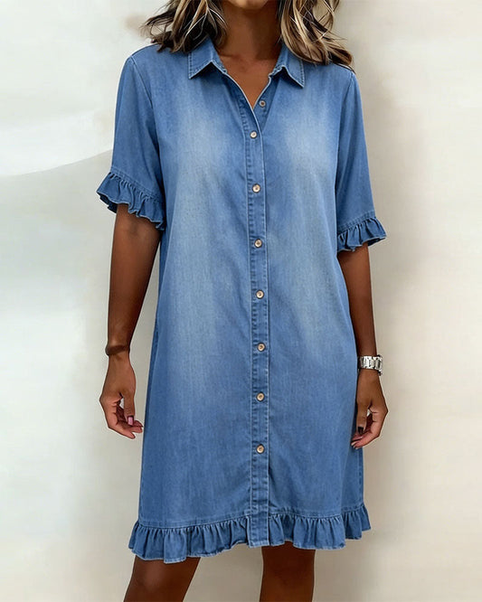 Mirella | Flatterende Denim Jurk
