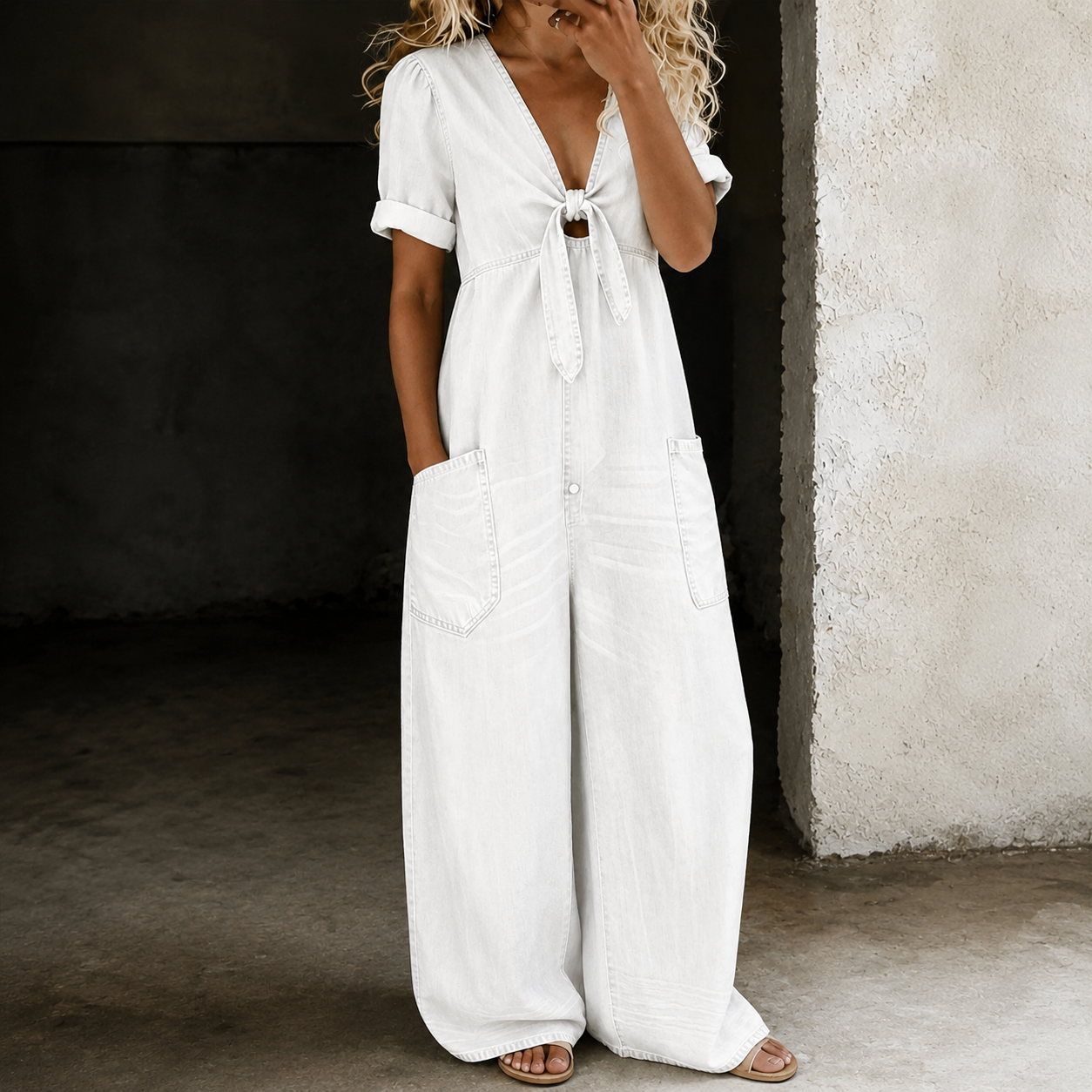 Maya | Wijde Denim Jumpsuit