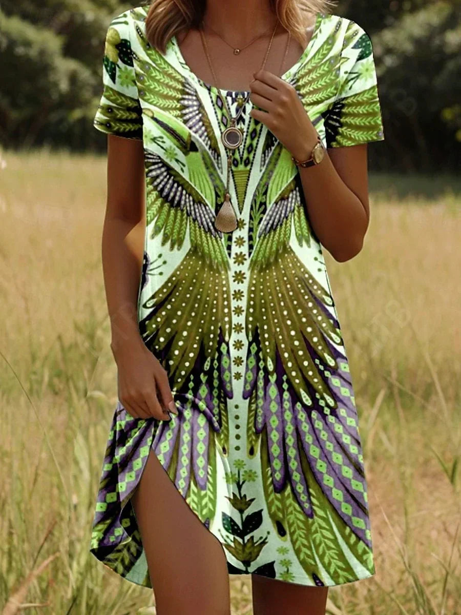 Solina | Korte Zomerjurk met Moderne Print
