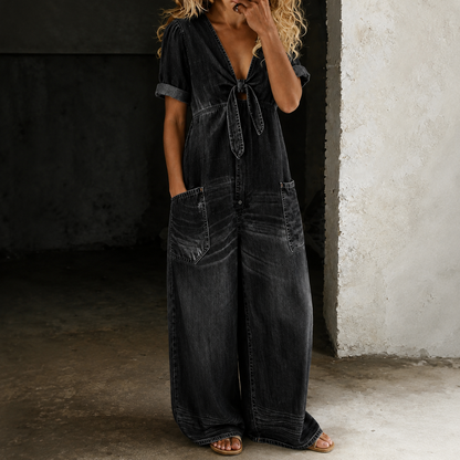 Maya | Wijde Denim Jumpsuit