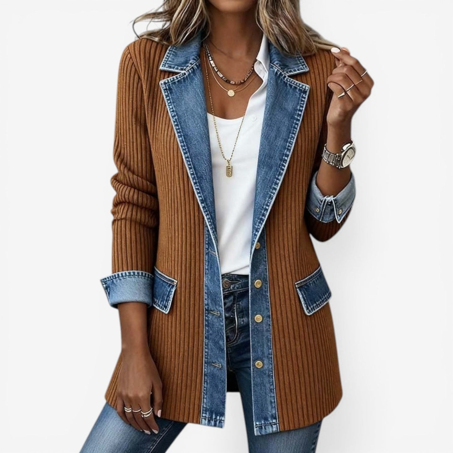 Clarisse | Stijlvolle Denimlook Jas