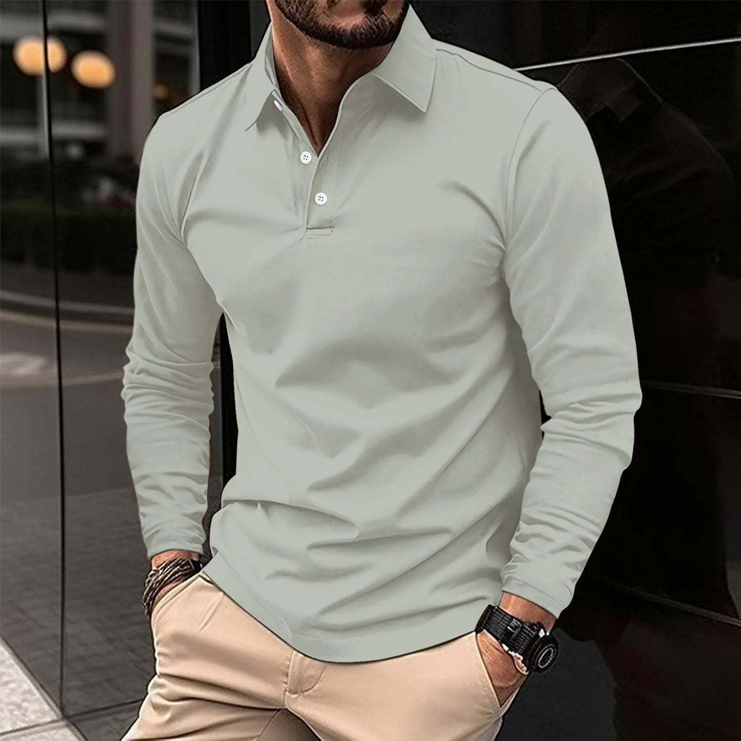 Servano | Casual Poloshirt met Lange Mouwen
