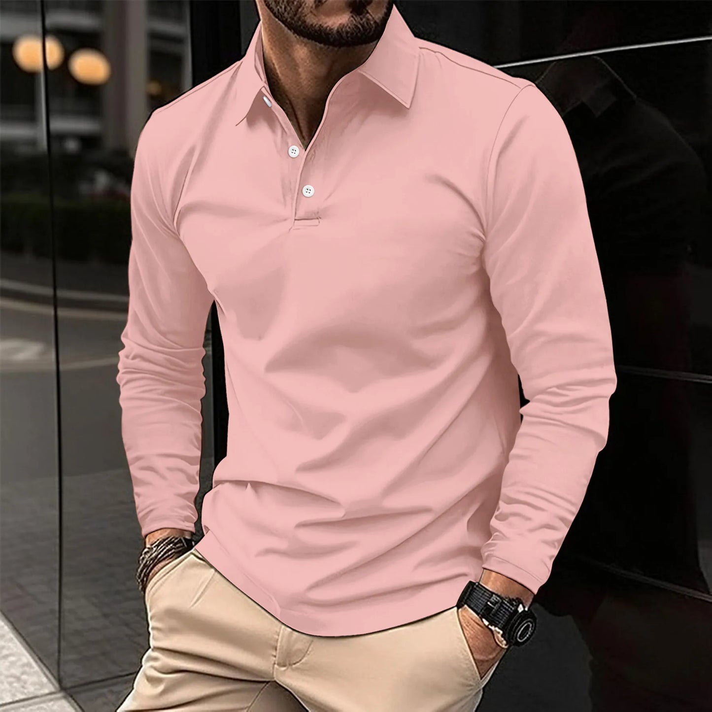 Servano | Casual Poloshirt met Lange Mouwen