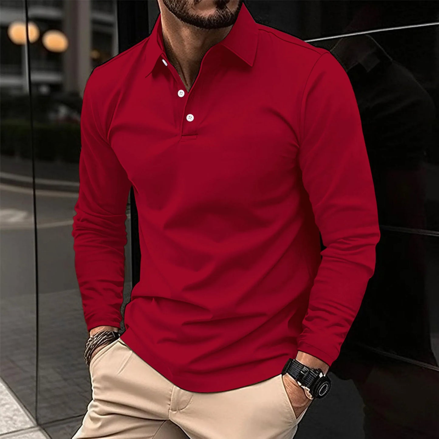 Servano | Casual Poloshirt met Lange Mouwen