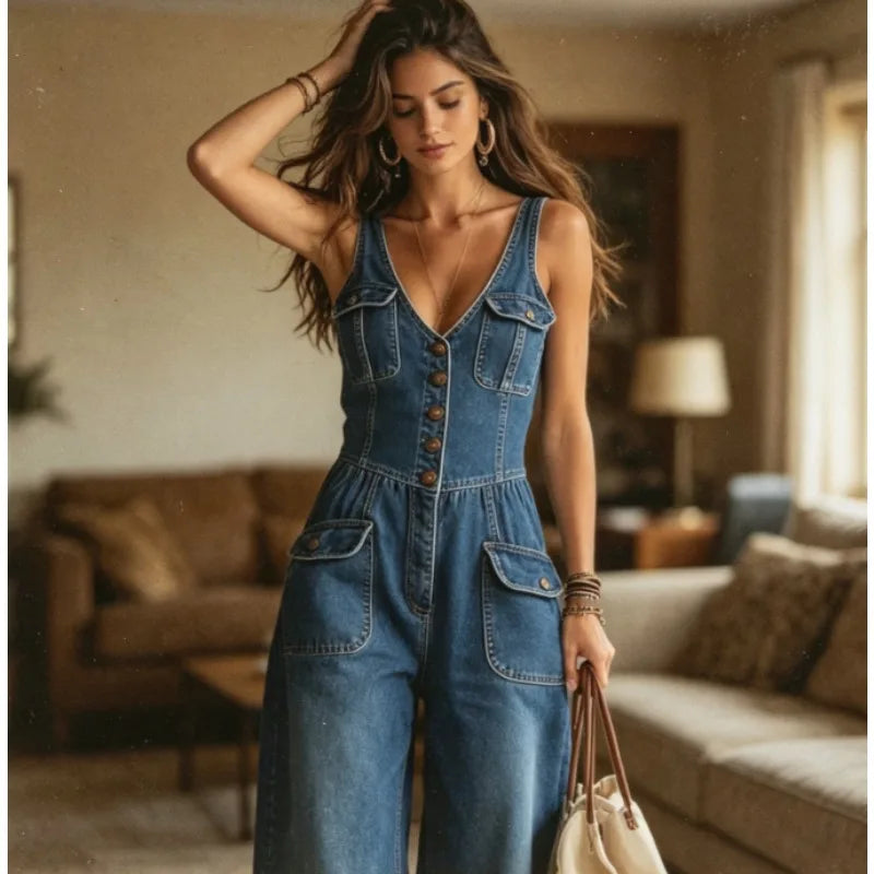 Livia | Luchtige Denim Jumpsuit