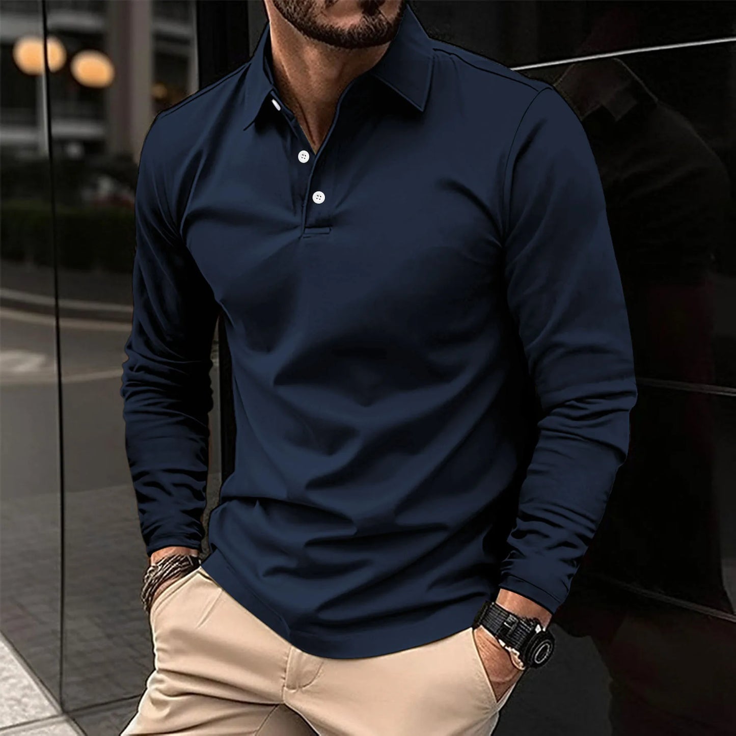 Servano | Casual Poloshirt met Lange Mouwen