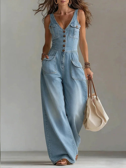 Livia | Luchtige Denim Jumpsuit