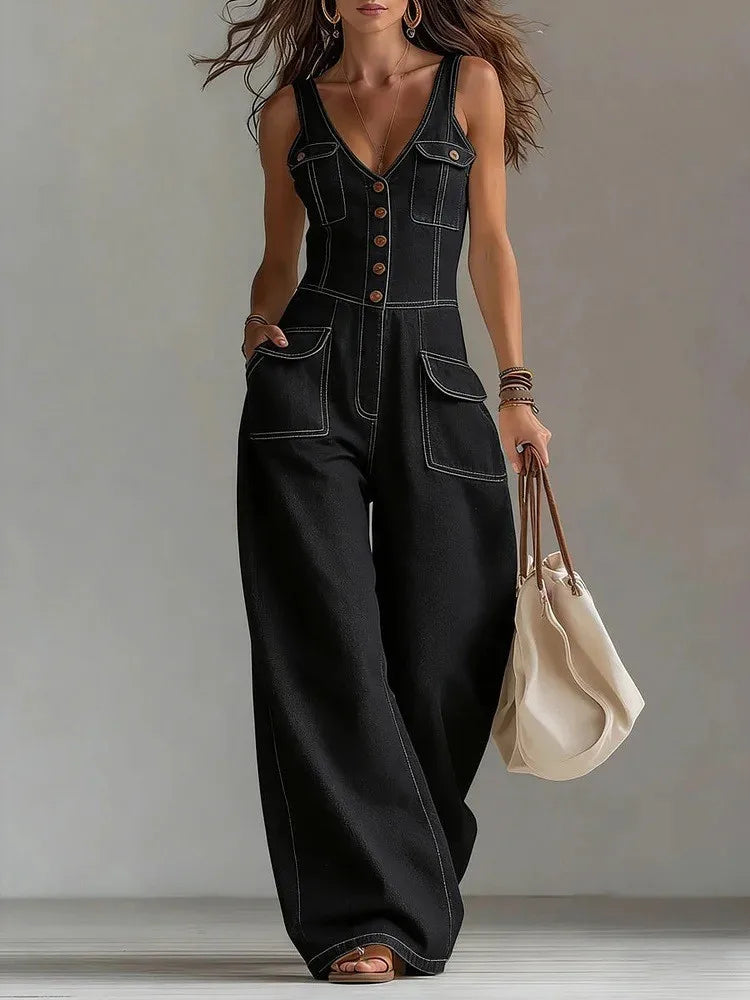 Livia | Luchtige Denim Jumpsuit