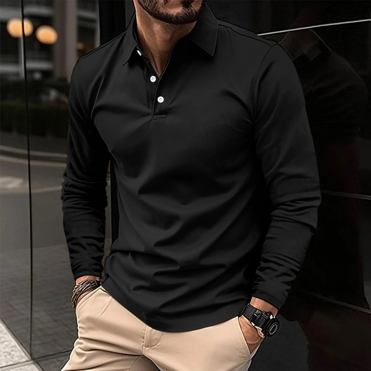Servano | Casual Poloshirt met Lange Mouwen