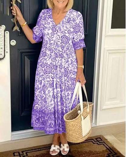 Serena | Elegante Bloemenjurk met Dagelijks Comfort