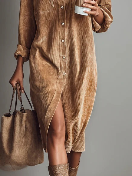 Alvéra | Losse midi corduroy jurk