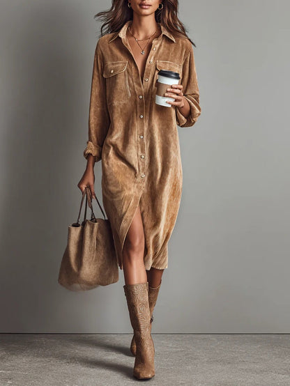 Alvéra | Losse midi corduroy jurk