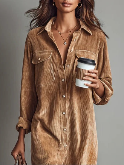 Alvéra | Losse midi corduroy jurk