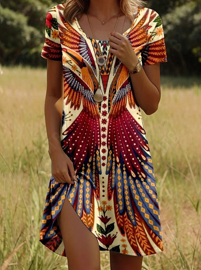 Solina | Korte Zomerjurk met Moderne Print