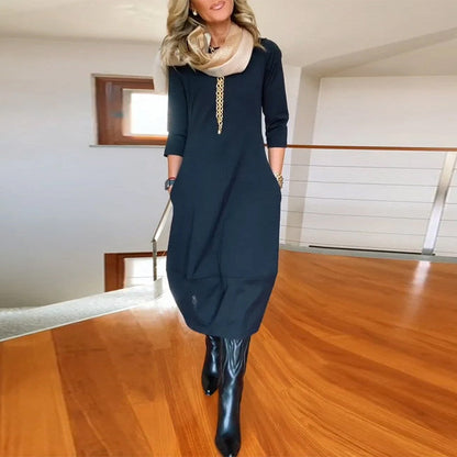 Savina | Elegante Maxi Jurk die het Silhouet Verfijnt en Dagelijks Comfort Biedt